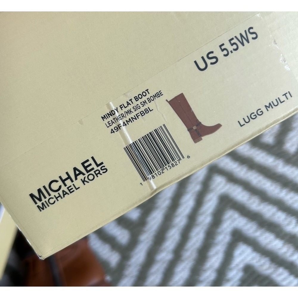 $375 Michael Kors Mindy Leather and Signature Logo Trim Boot Brown 5.5 - Picture 6 of 6
